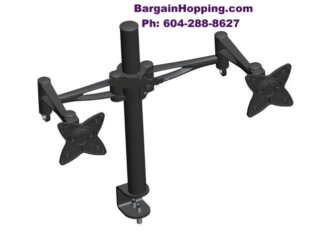 10 - 23" 3-Way Adjustable Tilting DUAL TV Monitor Desk Mount Bra